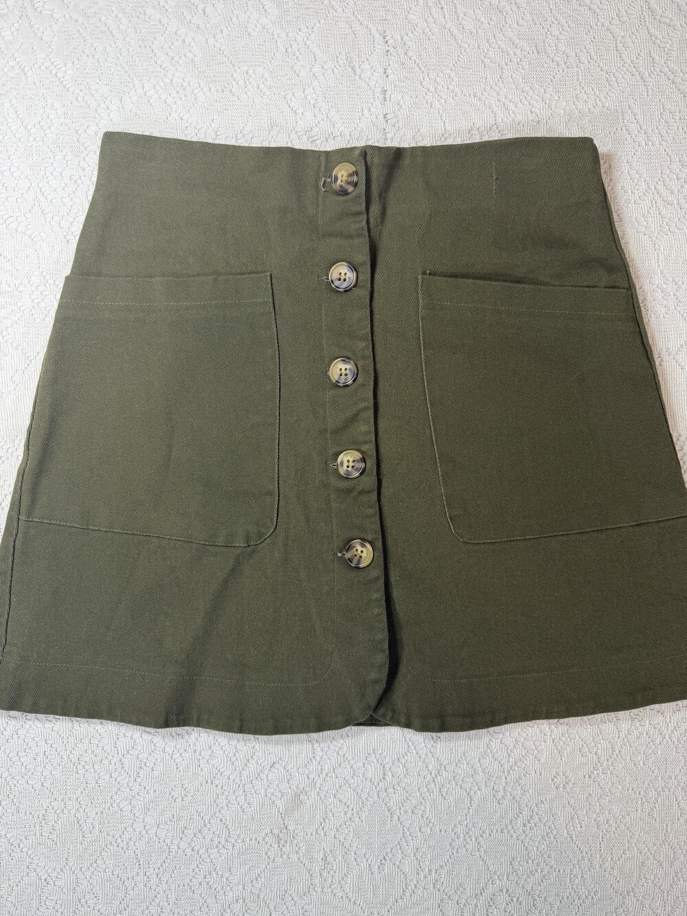 Copper Key Skirt Girls 7 Green Button Front Twill Mini Front Pockets School